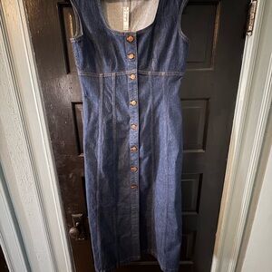 Madewell Light Blue Denim Dress with Contrast Topstitching